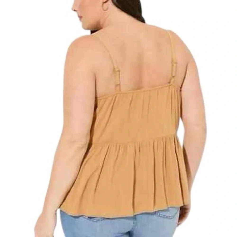 Torrid Gold Smocked Peplum Tank Top - Picture 2 of 6